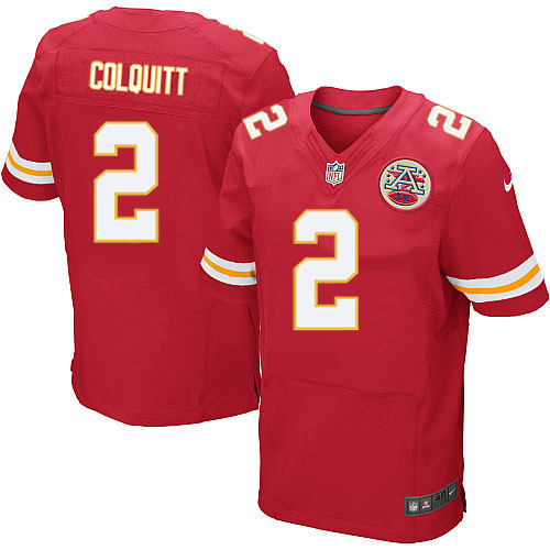 Men's Elite Dustin Colquitt Nike Jersey Red Home - #2 NFL Kansas City Chiefs
